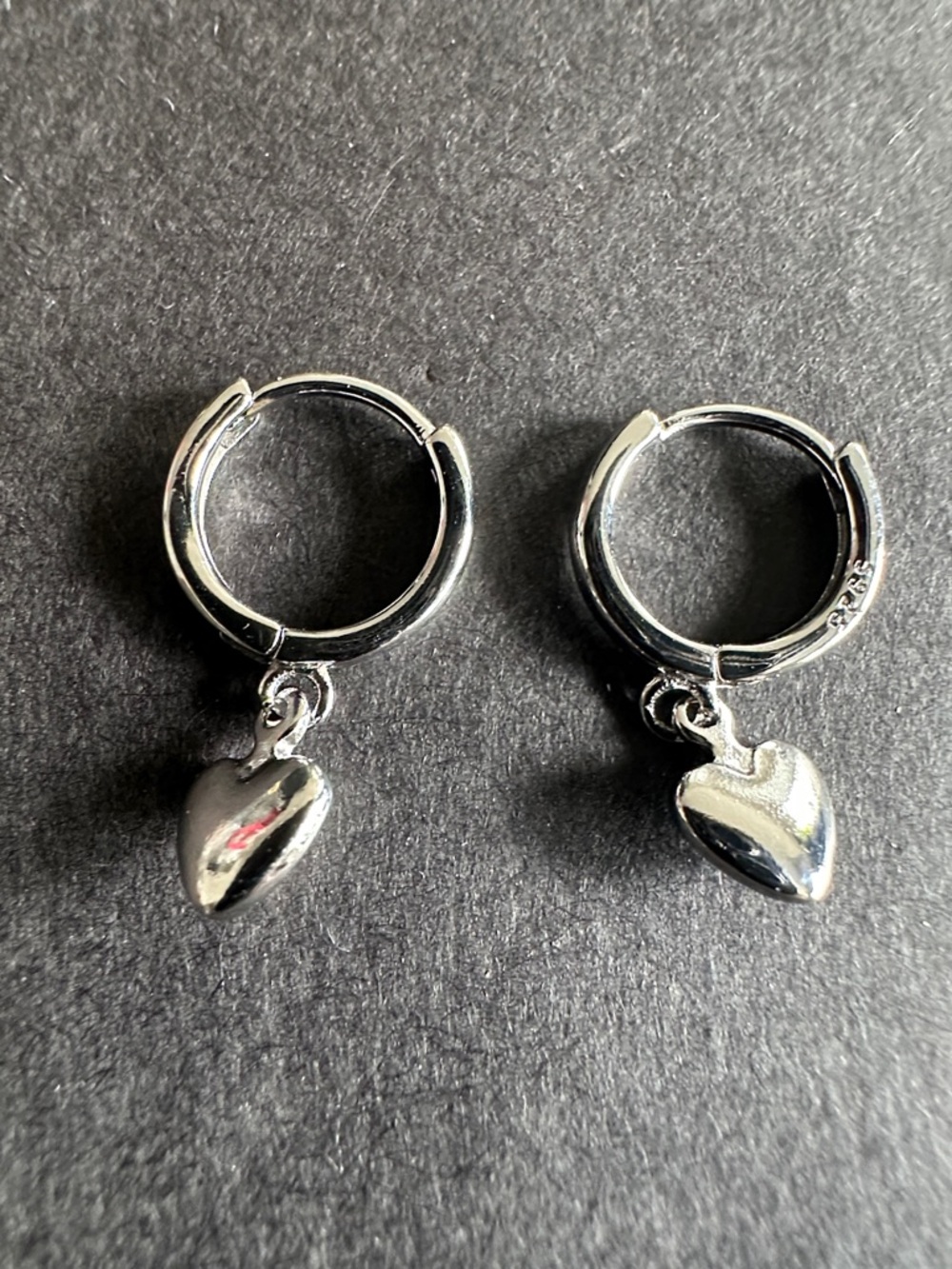 Sterling Silver Heart Charm Hoop Earrings